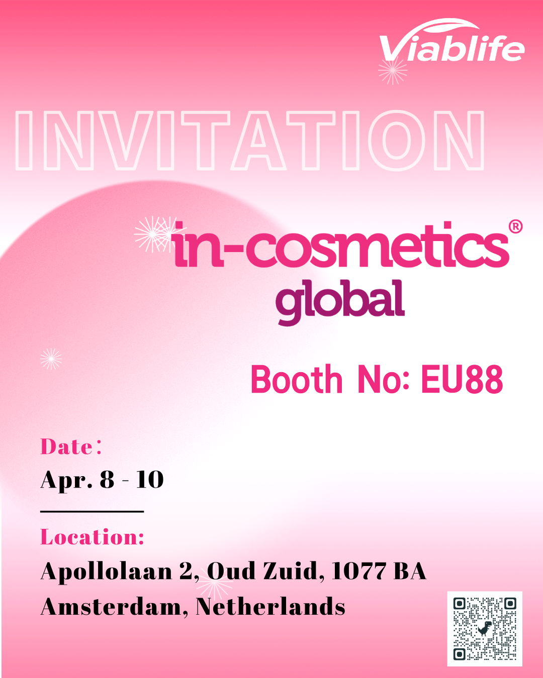 Viablife เชิญคุณเข้าร่วมงาน In-Cosmetics Global!