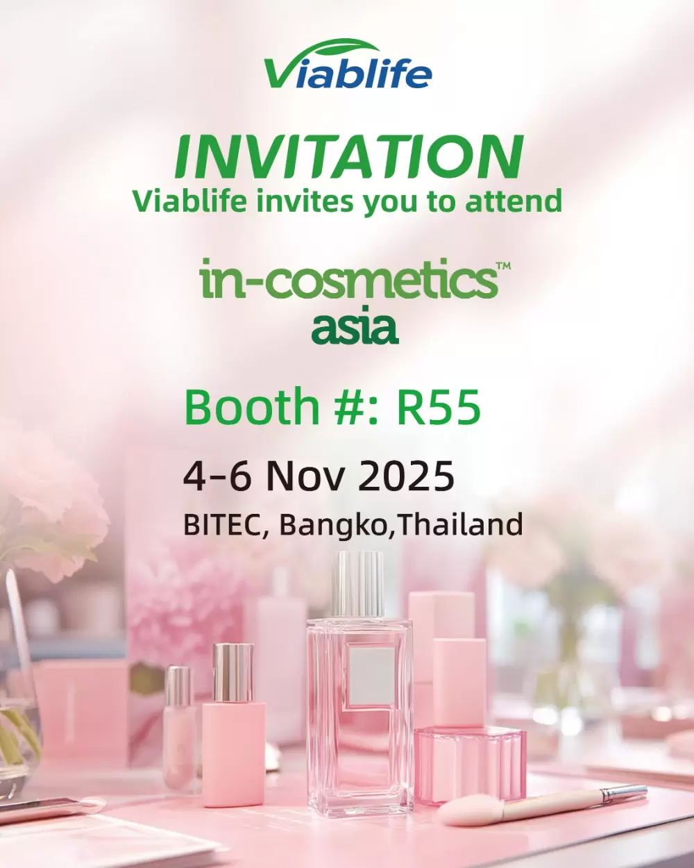 Viablife กำลังมุ่งหน้าสู่งาน in-cosmetics Asia 2025!